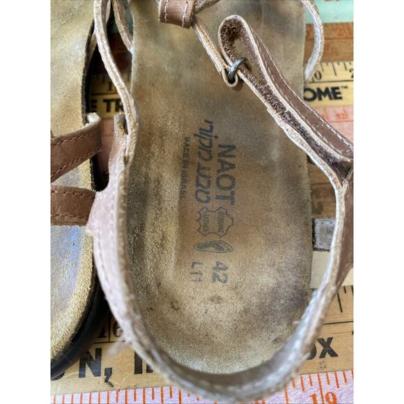 Naot Dorith Sandals Womens Sz 11 EU 42 Strappy Latte Brown Leather Classic - Picture 4 of 10